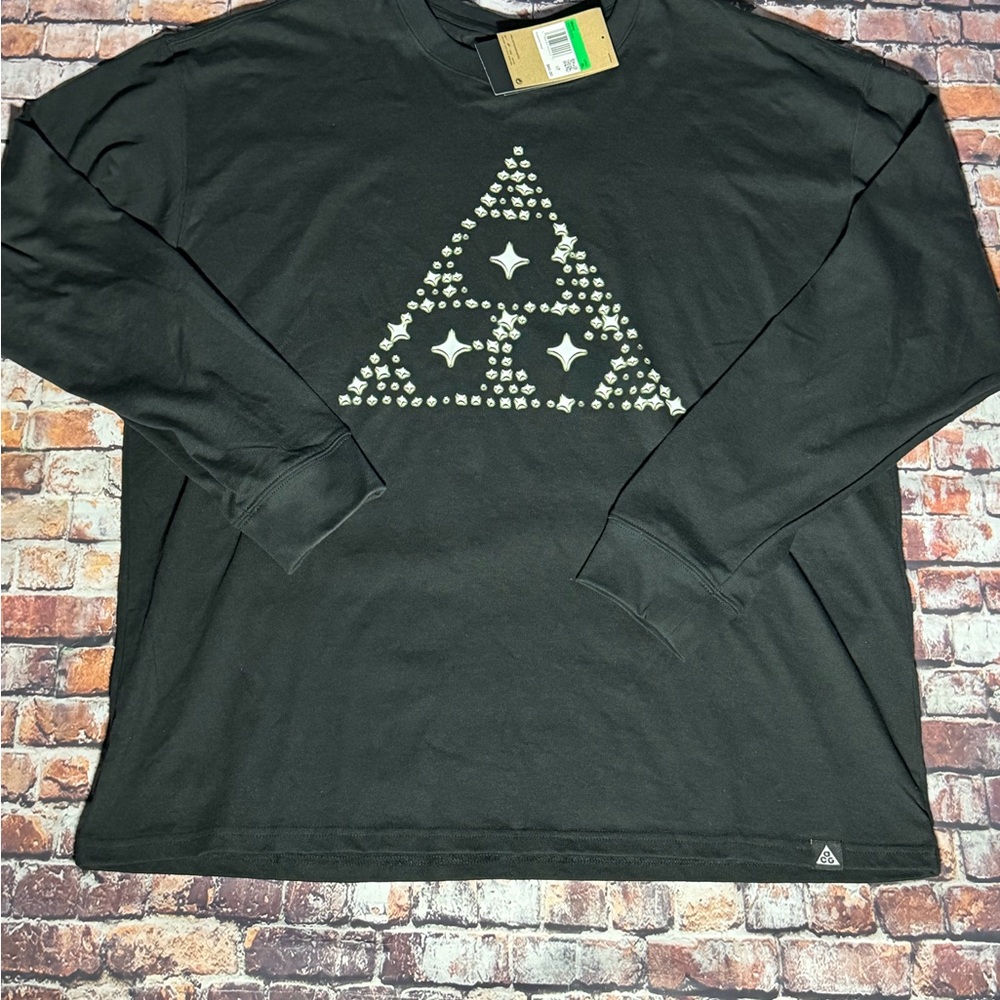 Nike ACG Black Long-Sleeve Tee with Studded Triangle Graphic